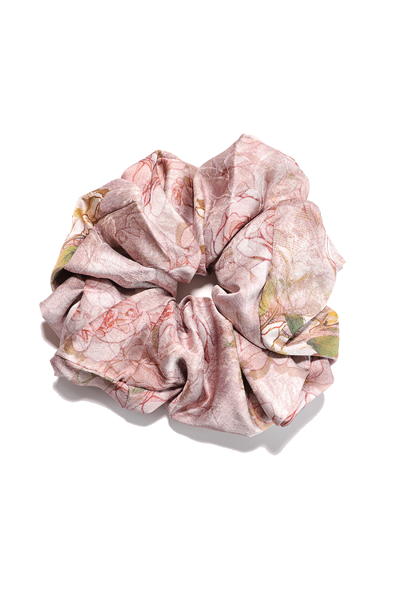 Faded Tapestry Faded Tapestry Satin Round Scrunchie Vintage Sketch, Delicate - Image 1
