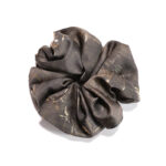 Golden Bamboo Black Satin Round Scrunchie Bamboo