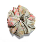 Olive Bloom Satin Round Scrunchie Luminous, Soft Floral