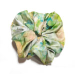 Pastel Paradise Green Satin Round Scrunchie Luminous Pastel, Watercolor
