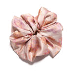 Peach Blossom Satin Round Scrunchie Pastel Medallion