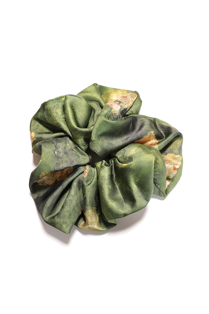 Sage Garden Sage Garden Green Satin Round Scrunchie Earthy Sage, Organic - Image 1