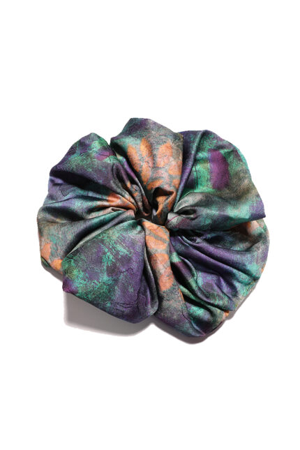 Twilight Marble Satin Round Scrunchie Dark Tie-dye, Earthy