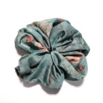 Vintage Bloom Satin Round Scrunchie Romantic Rose, Dusty Teal